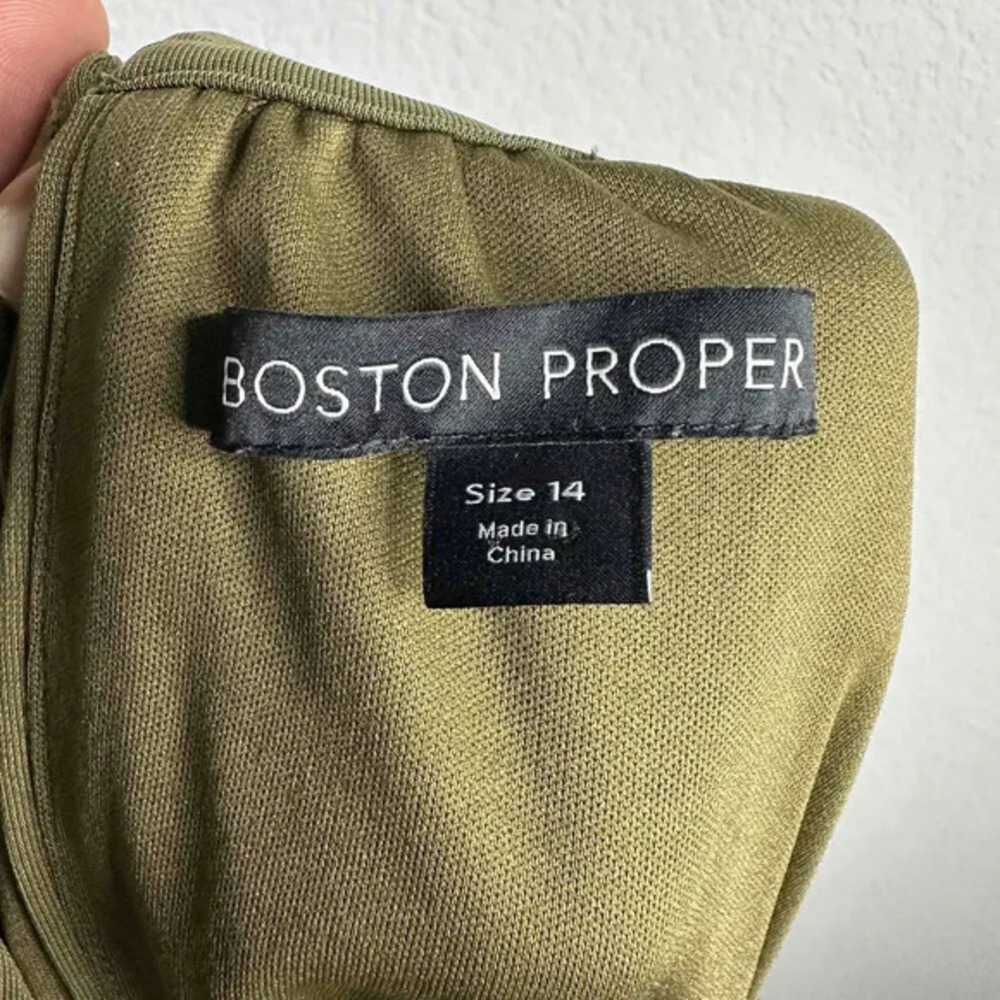 Boston Proper‎ Jumpsuit Women's Size 14 Green Halter Sleeveless Wide Leg Palazzo - Picture 9 of 10